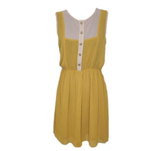 Unbranded Tank Sheer Mustard and Cream Dress